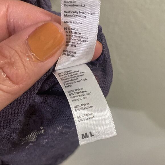 EUC American Apparel Purple Nylon Mesh Stretch Lace Mini Dress - Picture 6 of 8